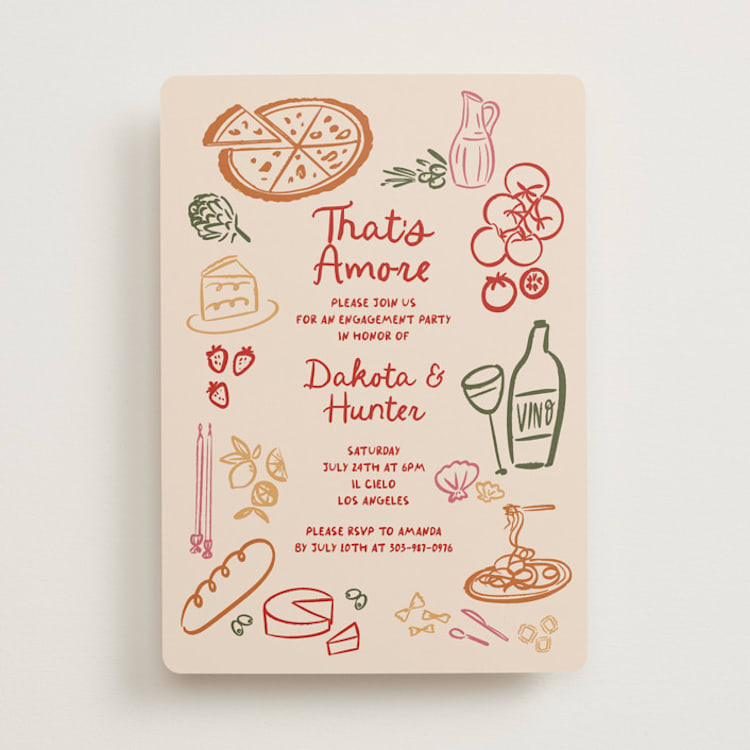 "That's Amore." - Engagement Party Invitations in Cabernet by Jenna Holcomb - Front
