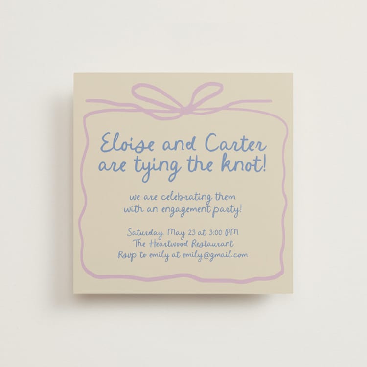 "Pastel Bow" - Engagement Party Invitations in Lilac by Stephanie Heinrich Godbout - Front