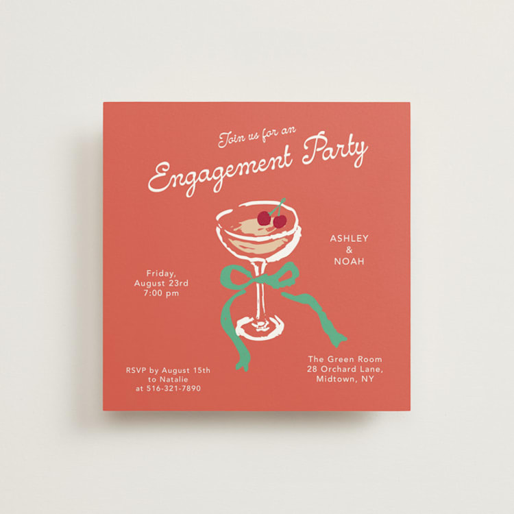 "Sip & Celebrate" - Engagement Party Invitations in Tropical Frizz by Cass Loh - Front