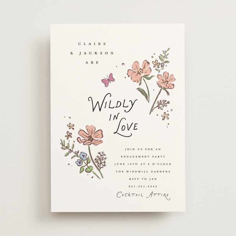 "Wildly in Love" - Engagement Party Invitations in Carnation by Itsy Belle Studio - Front