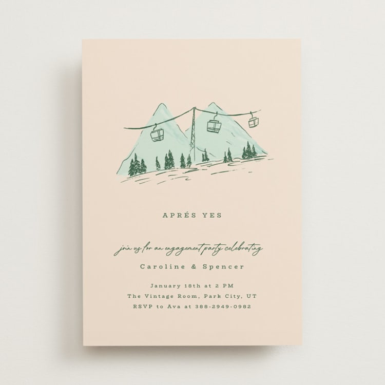 "Apres Yes" - Engagement Party Invitations in Alpine by Vera Lim - Front