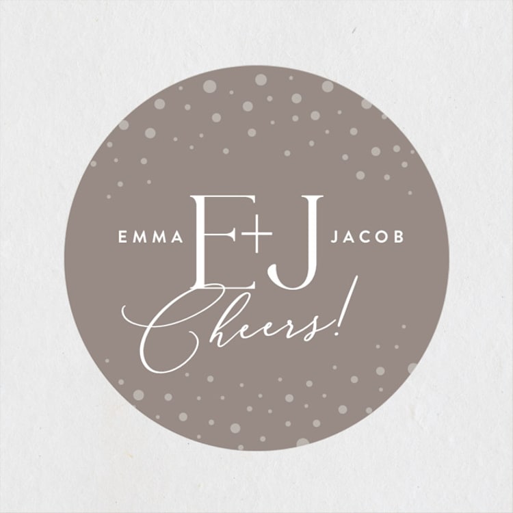 "Let's Raise a Glass" - Engagement Party Favor Stickers in Buttercream by Lisa Assenmacher - Front