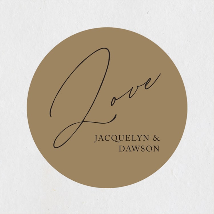 "Sparkled Toast" - Engagement Party Favor Stickers in Cognac by Christie Garcia - Front