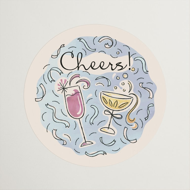 "Shindig" - Engagement Party Favor Stickers in Champagne by Paper Sun Studio - Front