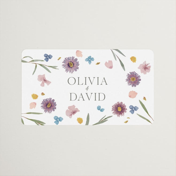 "Petals" - Engagement Party Favor Stickers in Lily by Christy Hy Lee - Front