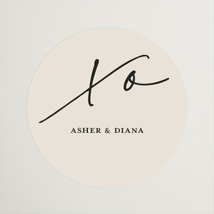 "A Toast" - Engagement Party Favor Stickers in Dune by Christie Garcia - Front