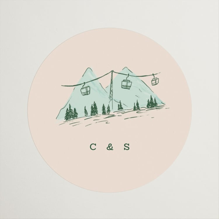"Apres Yes" - Engagement Party Favor Stickers in Alpine by Vera Lim - Front
