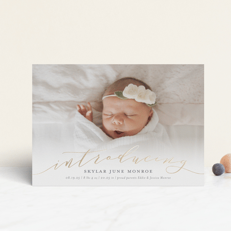 "Treasured" - Birth Announcements in Slate by Sarah Brown - Front