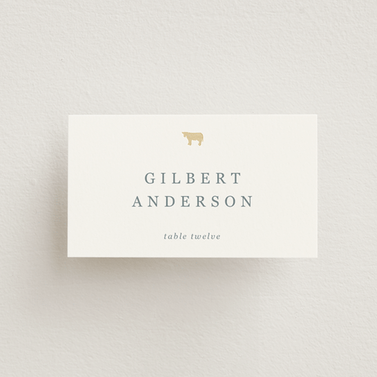 "Noted" - Foil-Pressed Place Cards - Beef in Ivory by Sierra Lee - Front