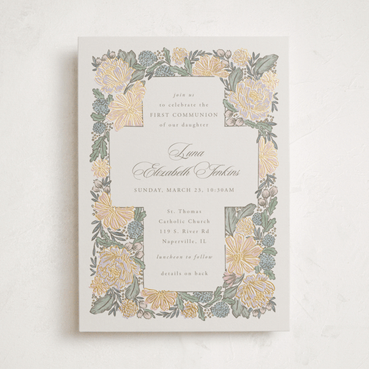 "blooming" - Confirmation Invitations in Peony by Jen Owens - Front