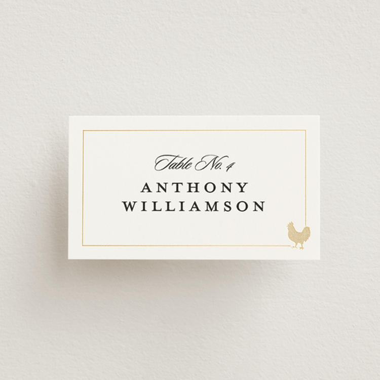 "Foil Meal Silhouettes" - Foil-Pressed Place Cards - Chicken in Vanilla by Stacy Maalouf - Front