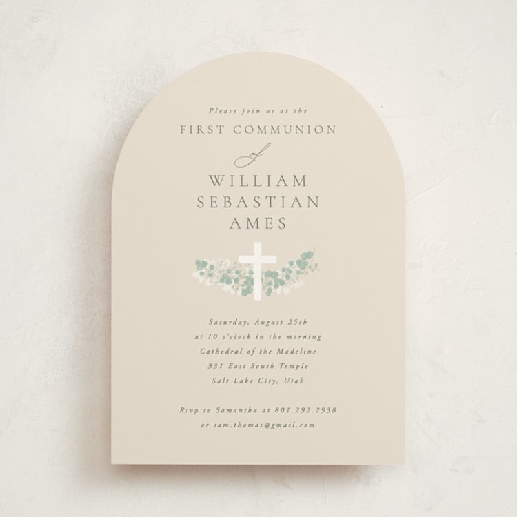 "Classic Communion Wreath" - First Holy Communion Invitations in Sand by Robert and Stella - Front