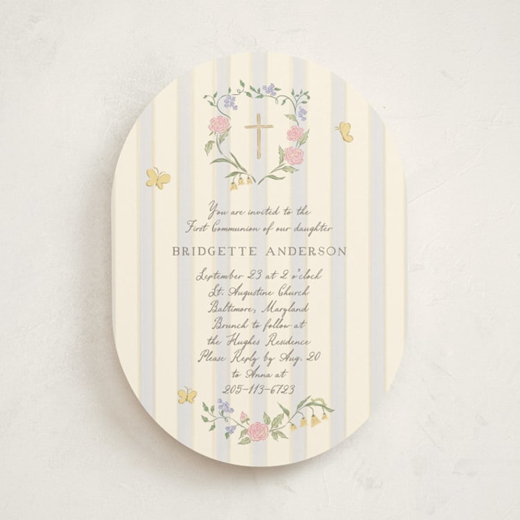 "teacup" - First Holy Communion Invitations in Sky by Grae - Front