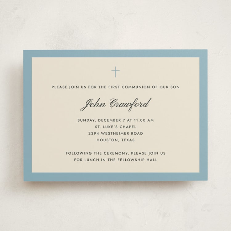 "Chapel" - First Holy Communion Invitations in French Blue by Megan Davis - Front