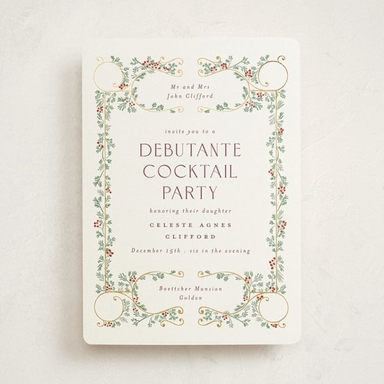 "Sapin" - Foil-Pressed Debutante Party Invitations in Snow by Gwen Bedat - Front