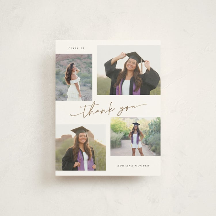 "minimal holiday gallery" - Flat Foil-Pressed Graduation Thank You Cards in Snow by Sarah Curry - Front