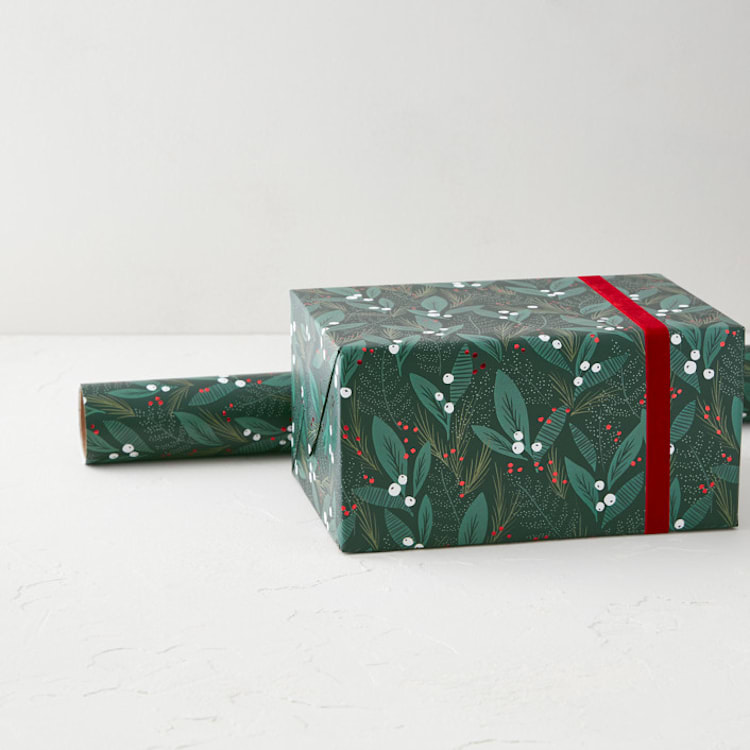 "Charming Greens" - Wrapping Paper Roll in Pine by Laura Hankins