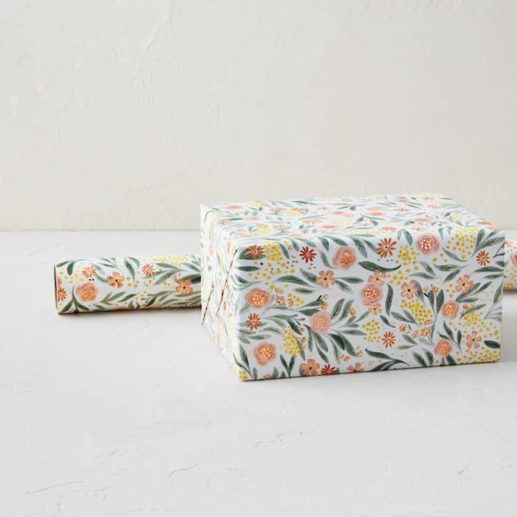 "Spring Garden" - Wrapping Paper Roll in Peach by Joanna Griffin