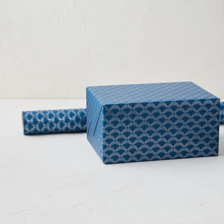 "Foil Fans" - Wrapping Paper Roll in Sapphire by Eve Schultz