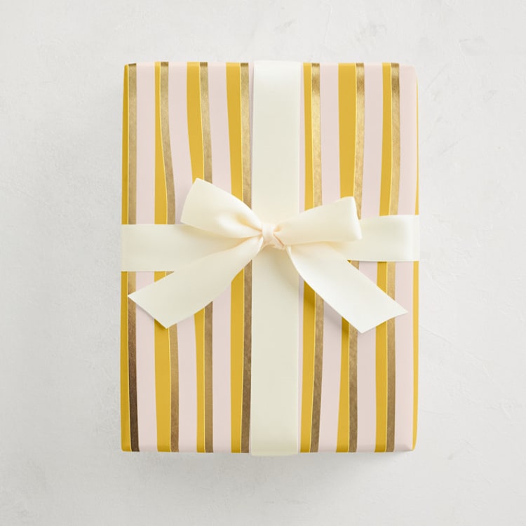 "Ribbon Stripe" - Wrapping Paper Roll in Sunshine by Pippa Shaw