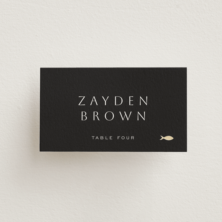 "Twilight" - Foil-Pressed Place Cards - Fish in Twilight by Sierra Lee - Front
