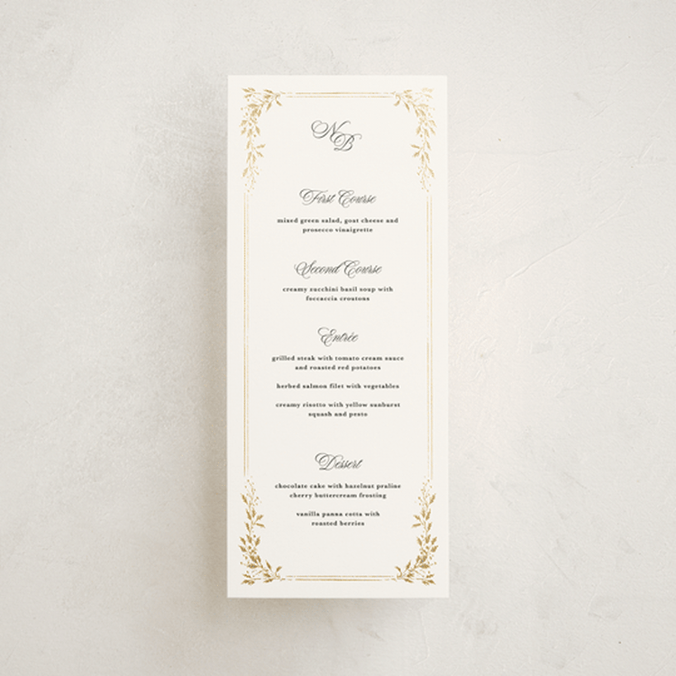 "Lake Como" - Foil-Pressed Menus in Diamond by Kate Ahn - Front