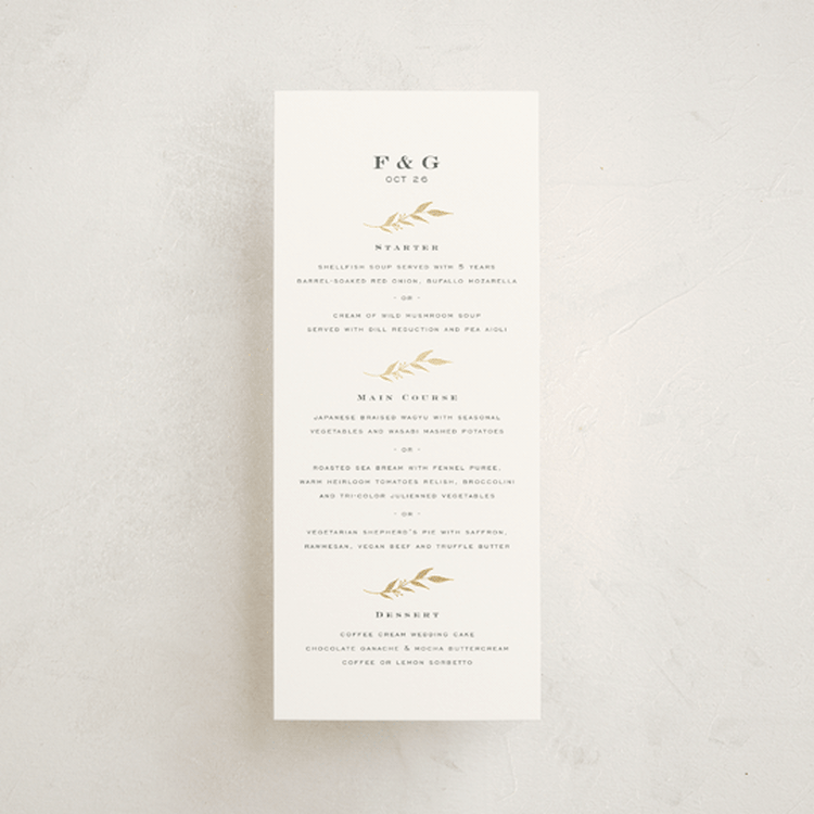 "tompouce" - Foil-Pressed Menus in Diamond by chocomocacino - Front