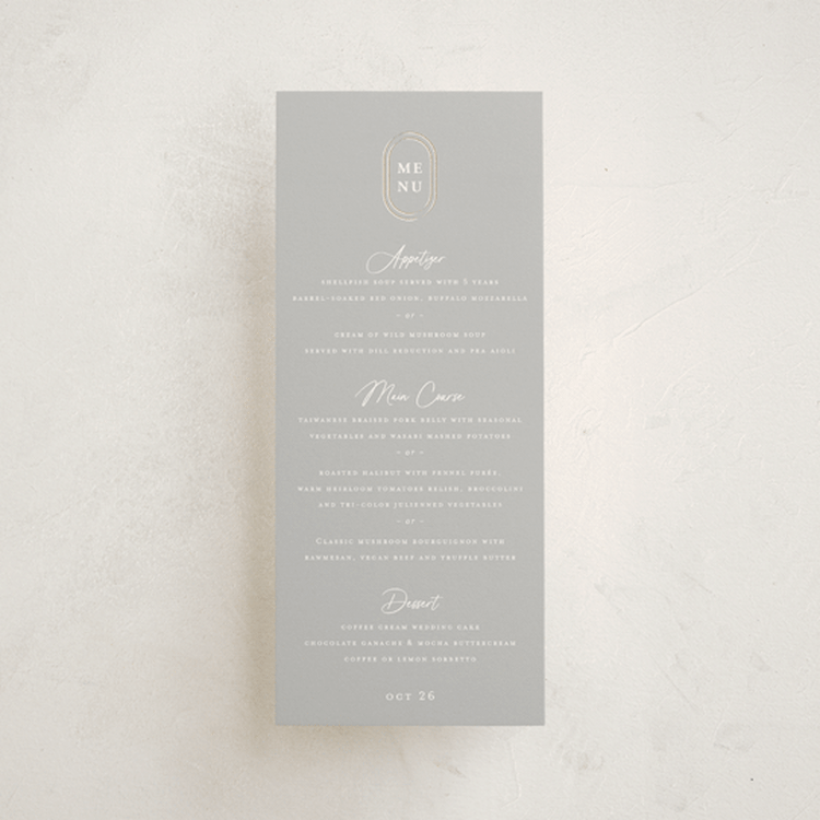 "cantuccini" - Foil-Pressed Menus in Moon by chocomocacino - Front