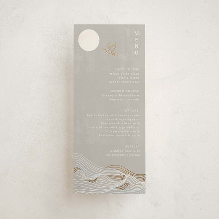 "Asahi" - Foil-Pressed Menus in Ash by Jelena Vuletic - Front