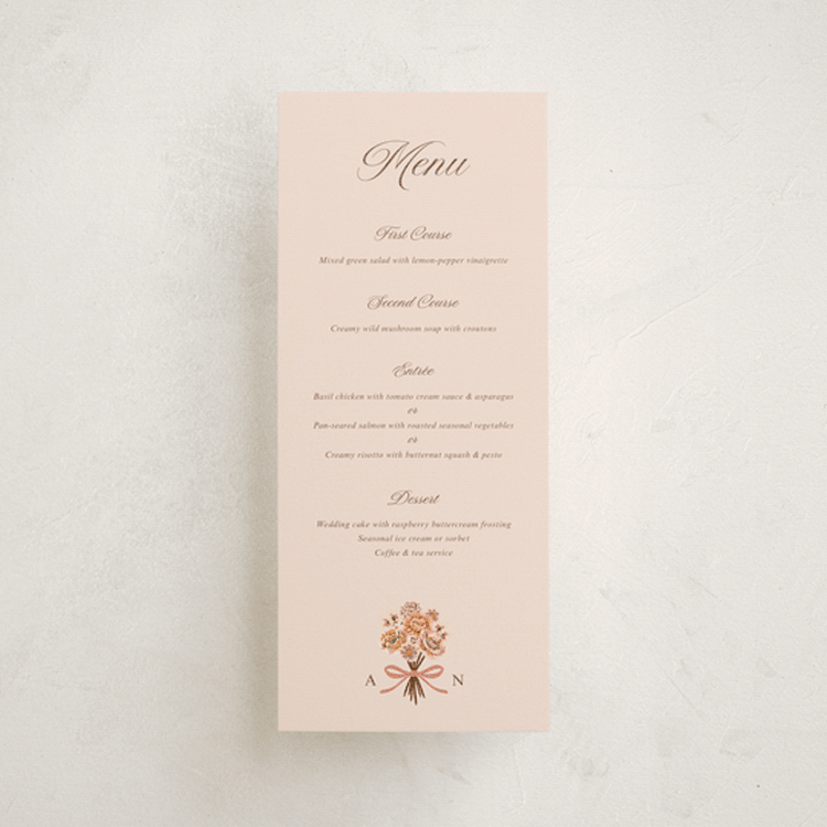 "Blooming path" - Foil-Pressed Menus in Chocolate by Paola Benenati - Front