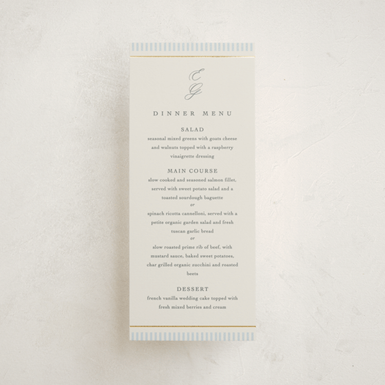 "Emma" - Foil-Pressed Menus in Provincial by Angela Thompson - Front