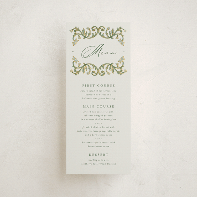 "grandeur" - Foil-Pressed Menus in Bluebell by Jen Owens - Front