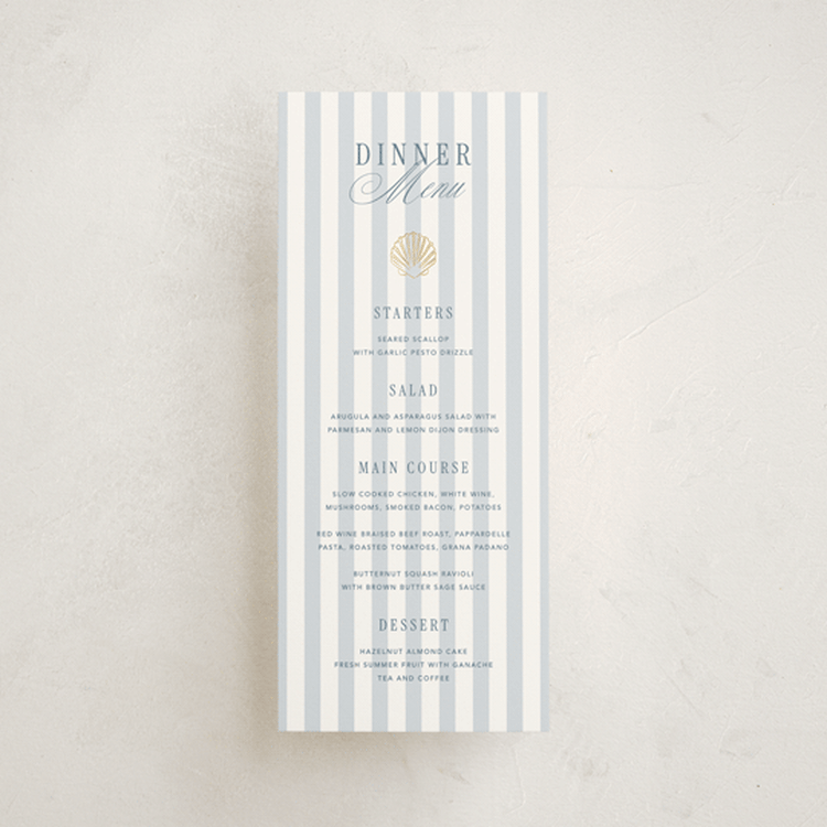 "Seashore" - Foil-Pressed Menus in Coast by Kelly Schmidt - Front