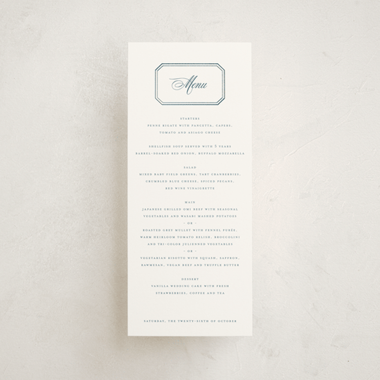 "othellolagkage" - Foil-Pressed Menus in Pearl by chocomocacino - Front