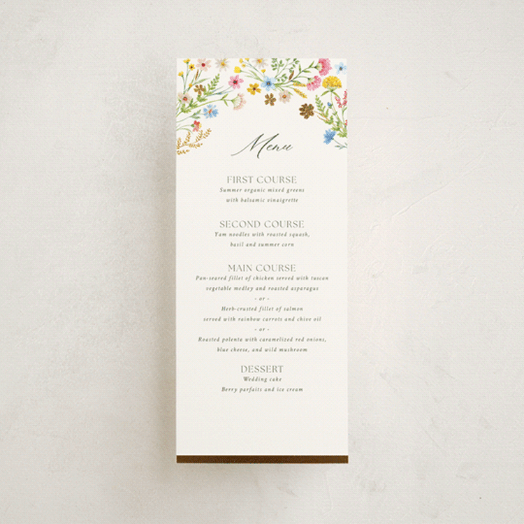 "Bright Garden" - Foil-Pressed Menus in Garden by Yaling Hou Suzuki - Front