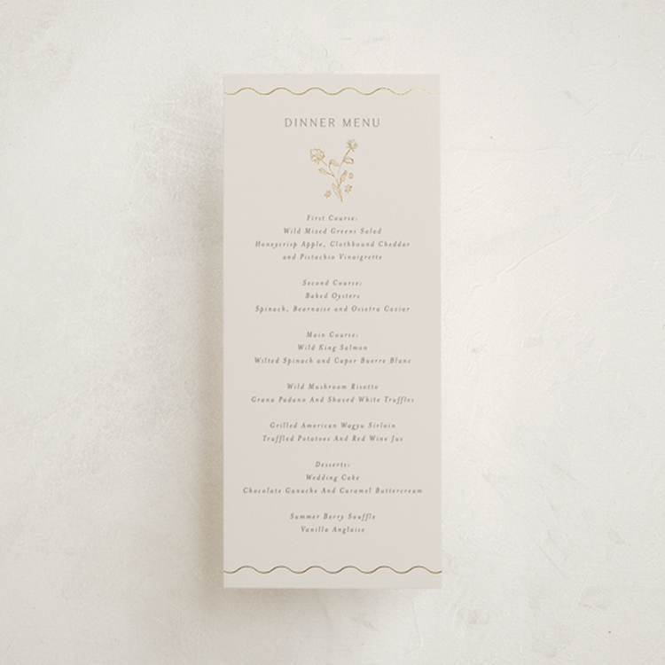 "Parisian Garden" - Foil-Pressed Menus in Petal by Nicoletta Savod - Front