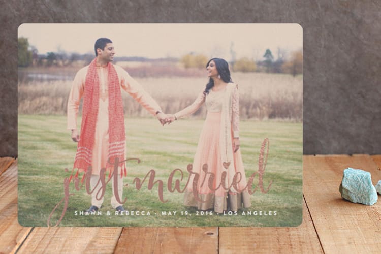 "Aglow" - Wedding Announcements in Rose Gold by Annie Clark - Front