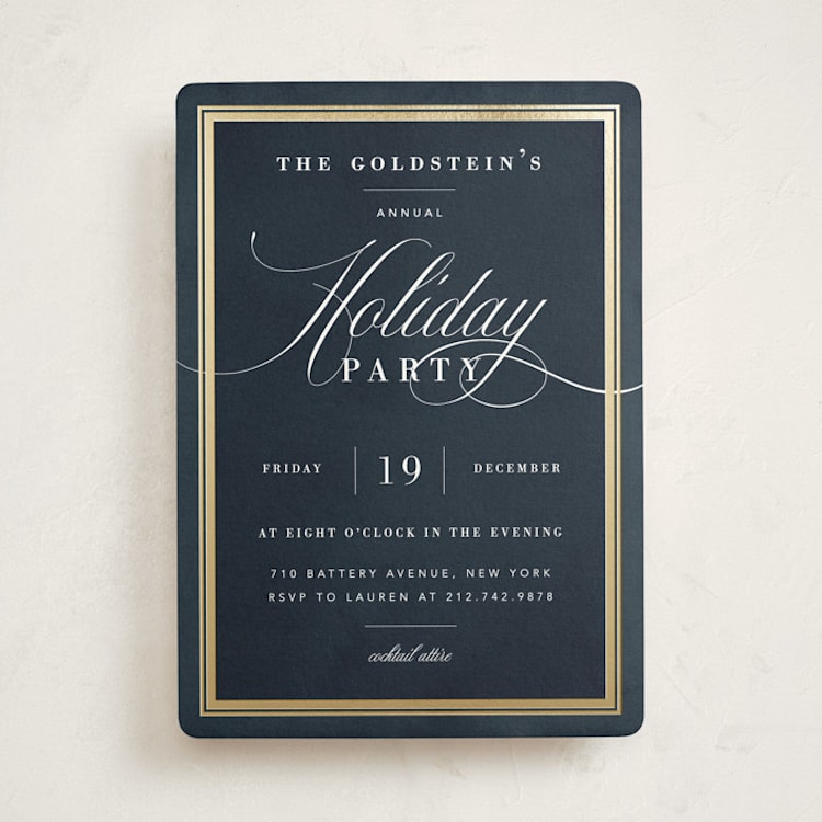 "Refinement" - Party Invitations in Midnight by Jennifer Lew - Front