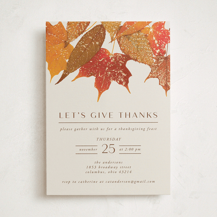 "Gilded Autumn Leaves" - Party Invitations in Spice by Heather Schertzer - Front