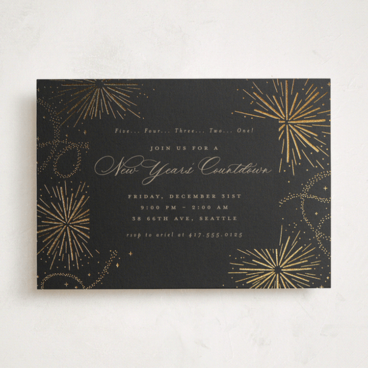 "Firecracker Delight" - Party Invitations in Eclipse by Everett Paper Goods - Front