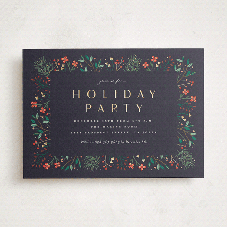 "Modern Holiday Party" - Party Invitations in Midnight by Erica Krystek - Front