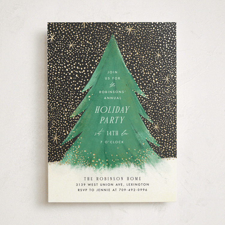 "Snowfall" - Party Invitations in Night Sky by Julie Murray - Front