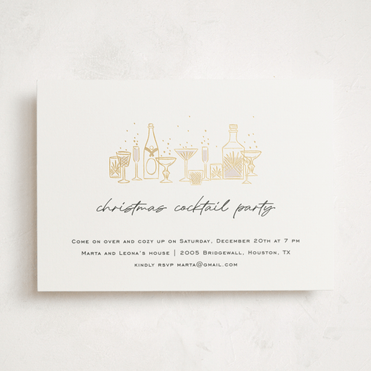 "Holiday Cocktail Party" - Party Invitations in Snow by Pati Cascino - Front