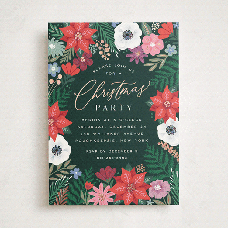 "Christmas florals" - Party Invitations in Coal by Hooray Creative - Front
