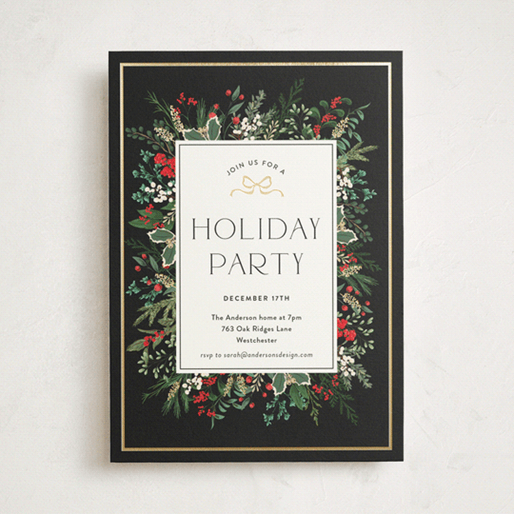 "Holiday Bash" - Party Invitations in Ebony by Susan Moyal - Front