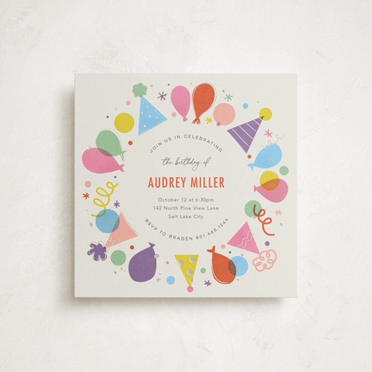 "Party Ring" - Party Invitations in Candy by Stephanie Hawkes - Front