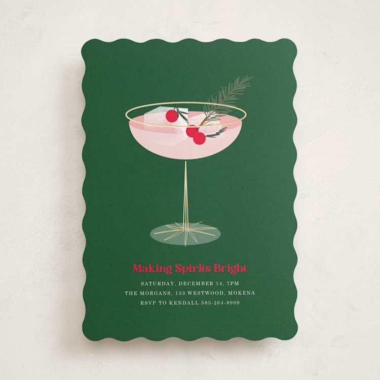 "Holiday Cocktail" - Party Invitations in Evergreen by Baumbirdy - Front