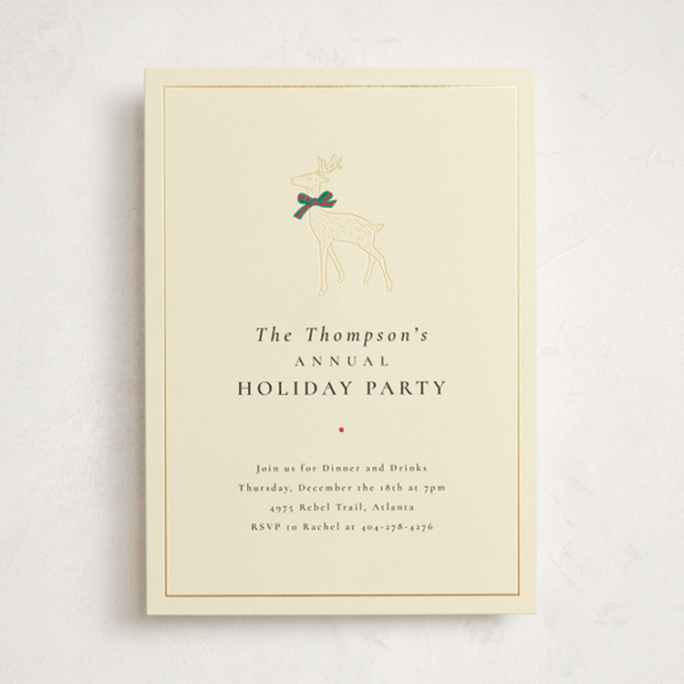 "Decked Out Deer" - Party Invitations in Creme by mo kelley - Front