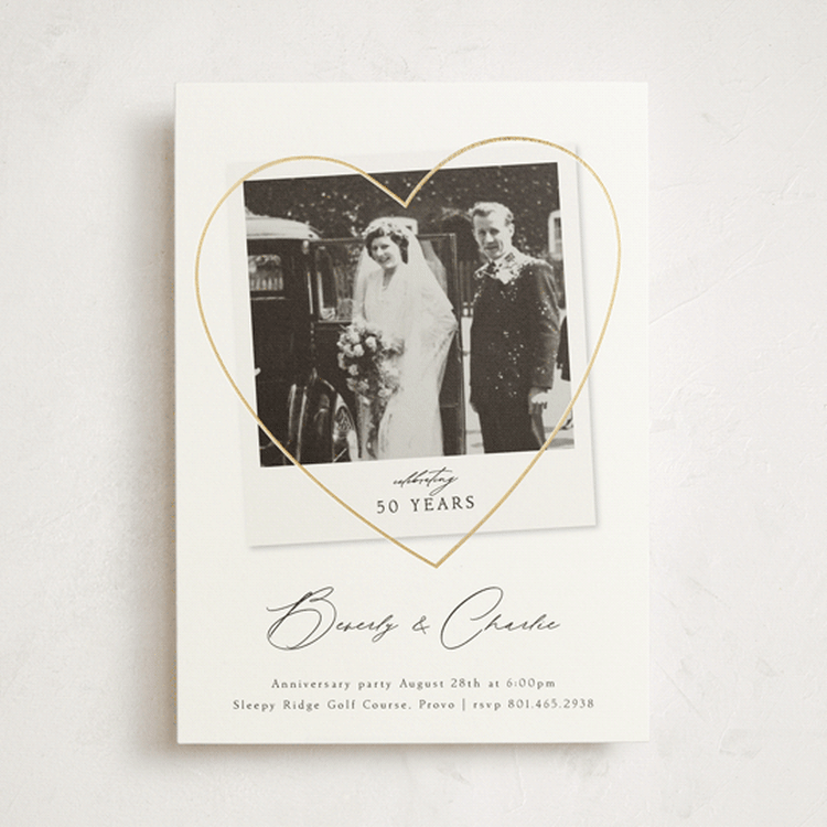 "Vintage Photo Anniversary" - Party Invitations in Pearl by Stephanie Hawkes - Front