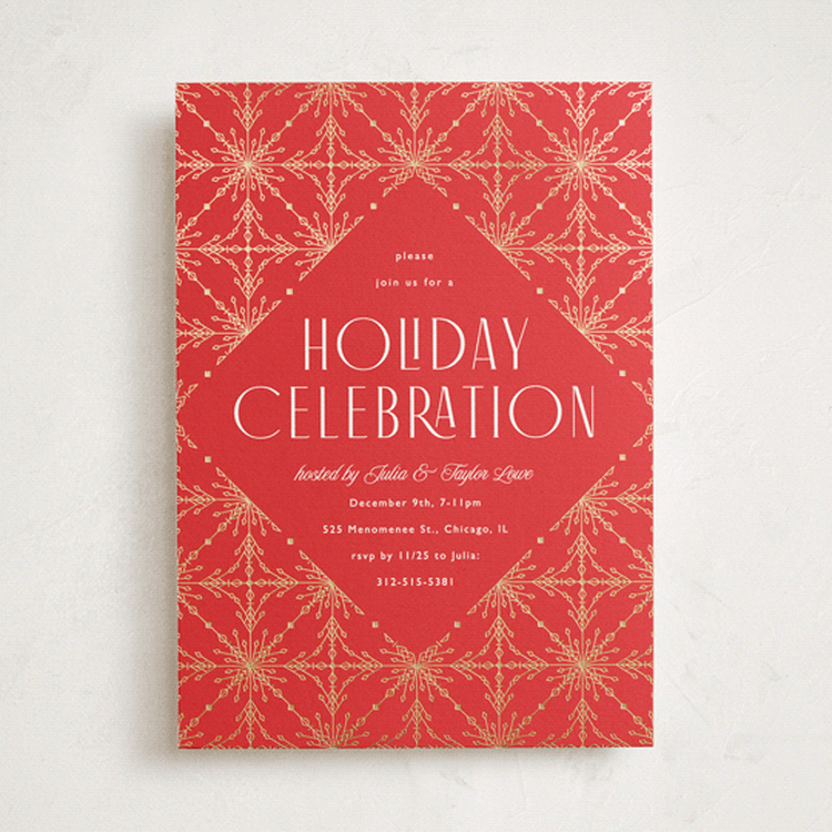 "Filigree" - Party Invitations in Cardinal by Melanie Kosuge - Front